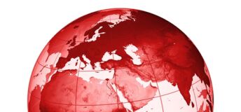 illustration of red and white globe