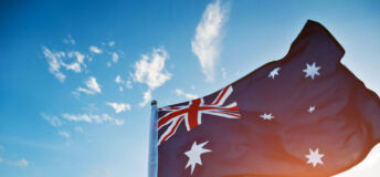 Waving Australia flag in the air