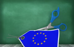 Investors divided on impact of EU sustainability rules rollback European Union Flag Price Tag with Scissors on Chalkboard Background - 3D Rendering
