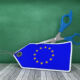 Investors divided on impact of EU sustainability rules rollback European Union Flag Price Tag with Scissors on Chalkboard Background - 3D Rendering