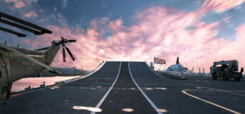 View of the flight deck on an aircraft carrier; defence; defense