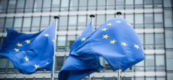 EU flags in front of the European Commission