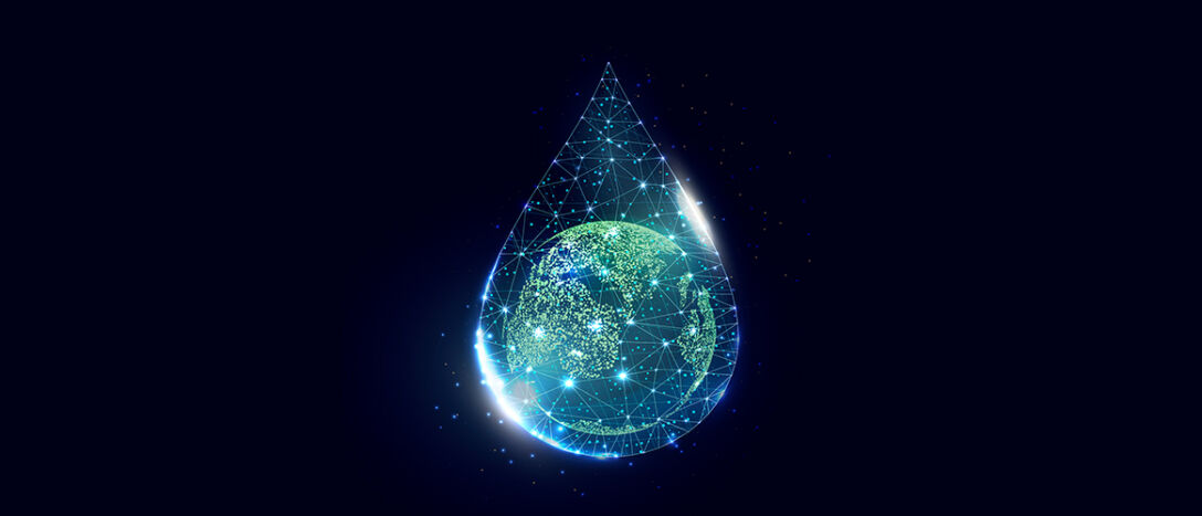 Planet earth water drop